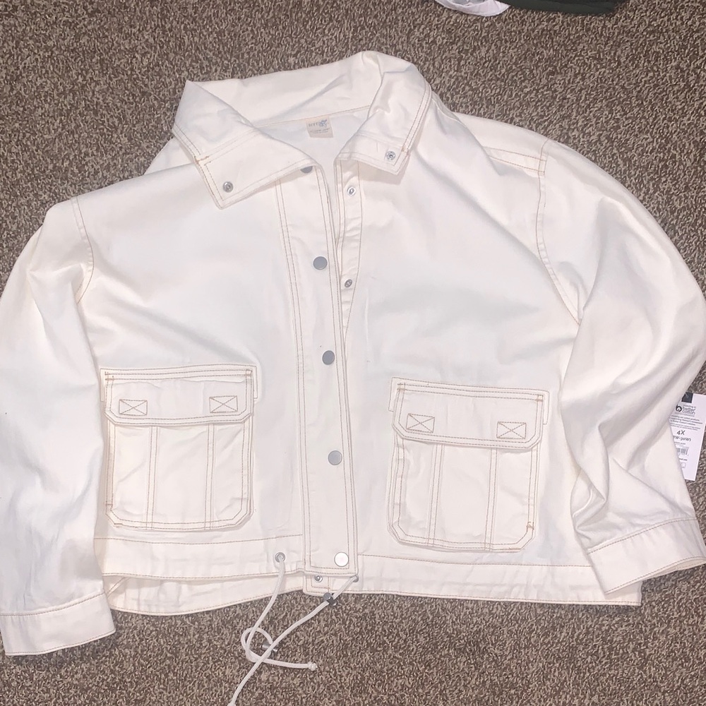 Terra & Sky Cream Utility Jean Jacket